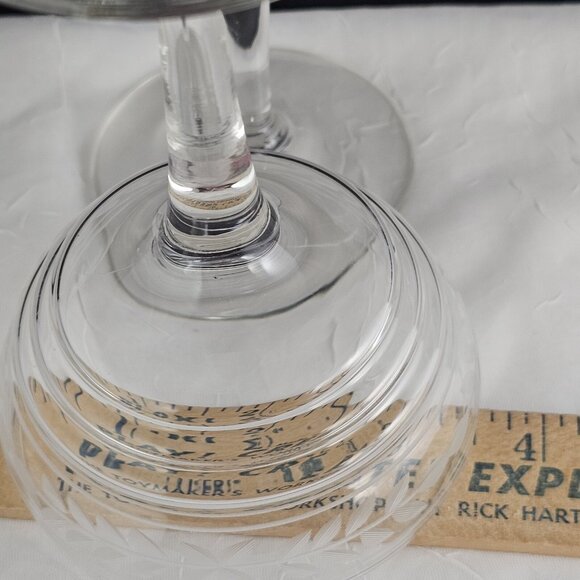 2 Imperial Glass-Ohio Etched Laurel Garland Champagne Coupes 5" glasses vintage - Picture 7 of 7